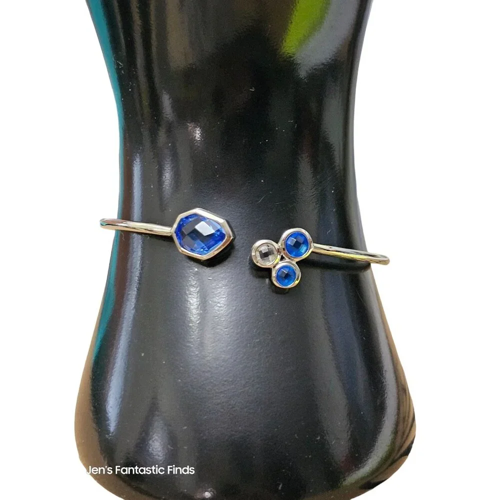 Talia Rhodium‎ Bangle Bracelet With Sapphire Crystal Stones